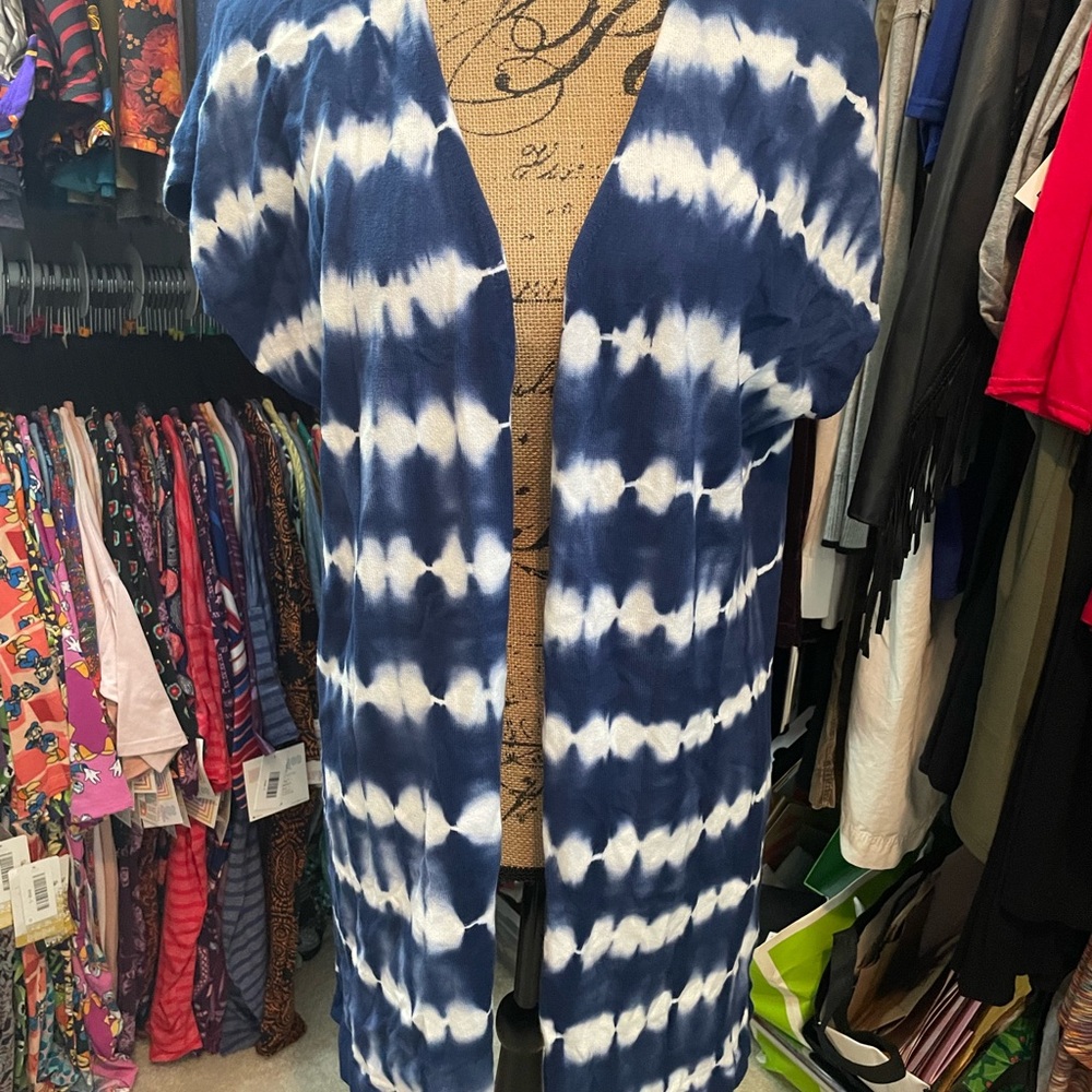 Lane Bryant Blue and White Cardigan